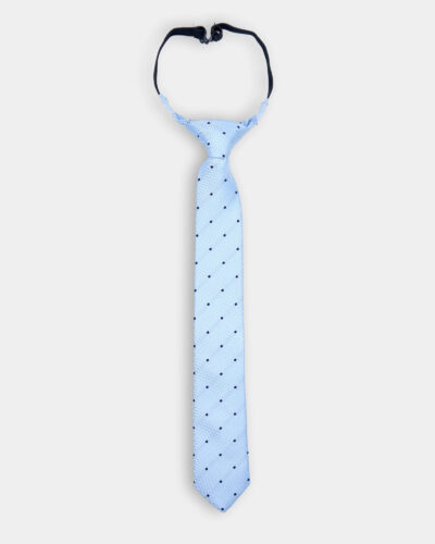 CORBATA Y PAÑUELO CELESTE TOPITOS AZULES SPAGNOLO