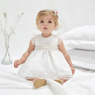 VESTIDO BLANCO ROTO/ROSA AMAYA BEBÉ