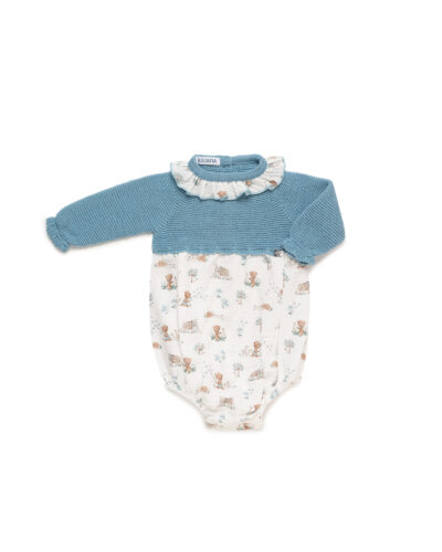 PELELE BEBÉ PUNTO Y ANIMALITOS AZUL NUBE JULIANA