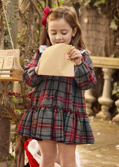 VESTIDO ROJO/GRIS CUADROS JULIANA