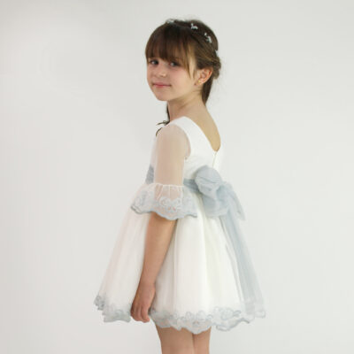 VESTIDO CEREMONIA BLANCO/CELESTE AMAYA